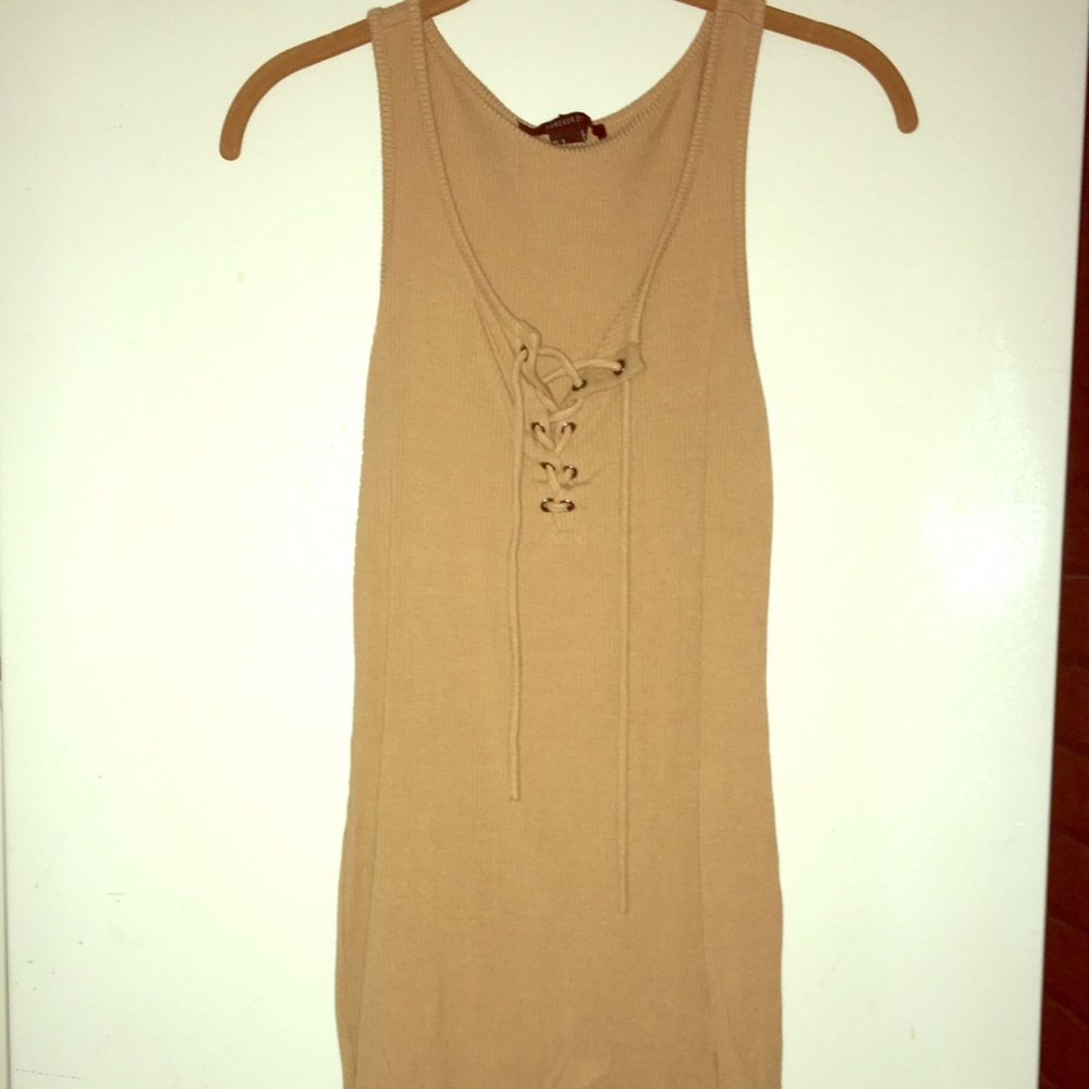 Camel Fitted Razor Back Dress